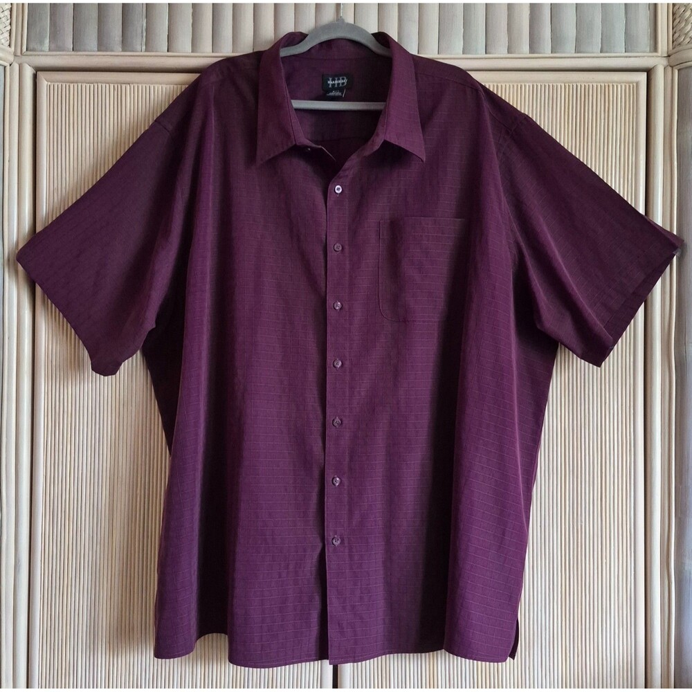 Harbor Bay Men's Shirt Size 4XL Purple Short Sleeve Button-Up Casual Comfort EUC